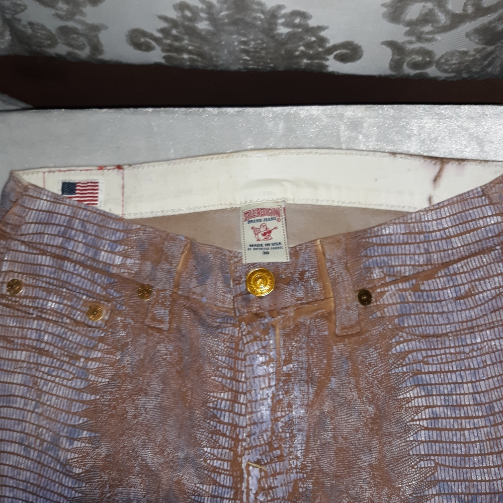 True religion metallic coated snake jean 30